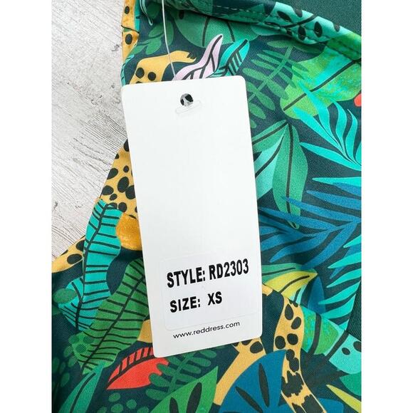 Palms Away Womens XS Tropical Animal Print Crisscross One Piece Swimsuit - Picture 9 of 12